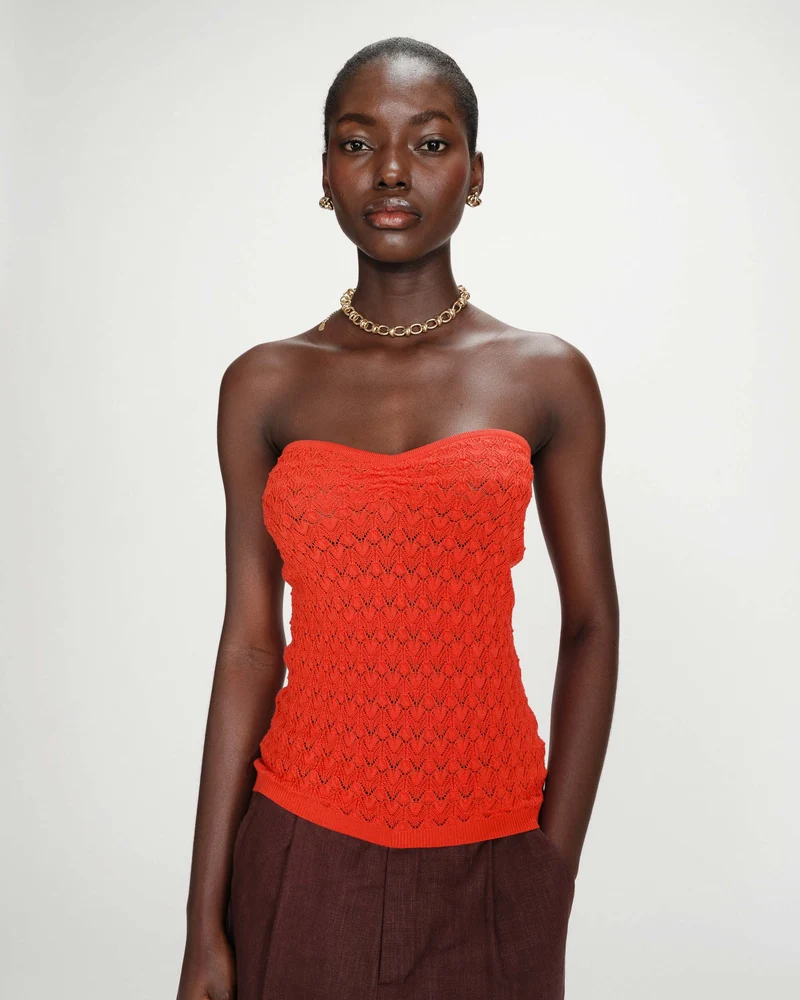 Top bustier cœur en maille près du corps sanguine Valazzio