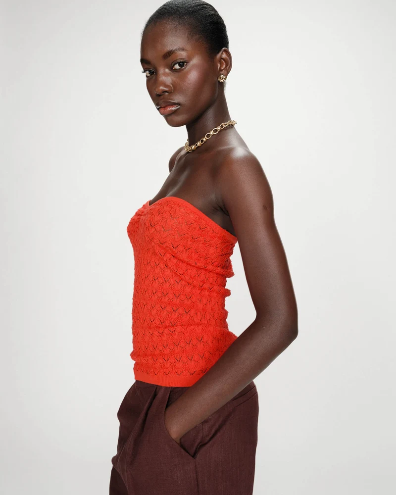 Top bustier cœur en maille près du corps sanguine Valazzio