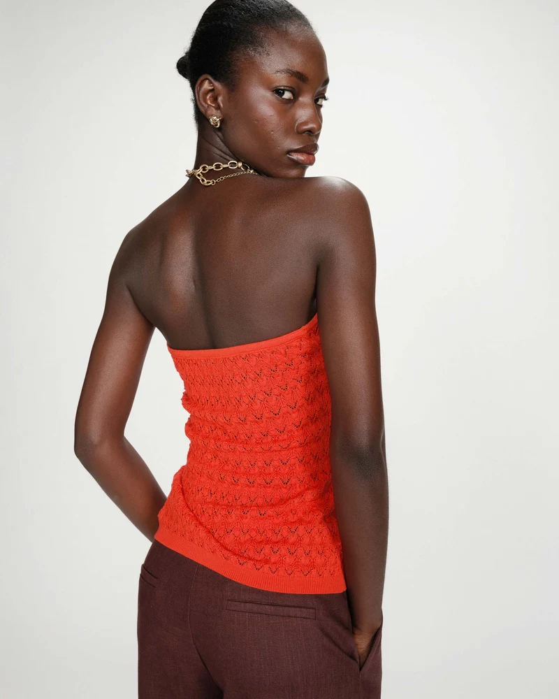 Top bustier cœur en maille près du corps sanguine Valazzio