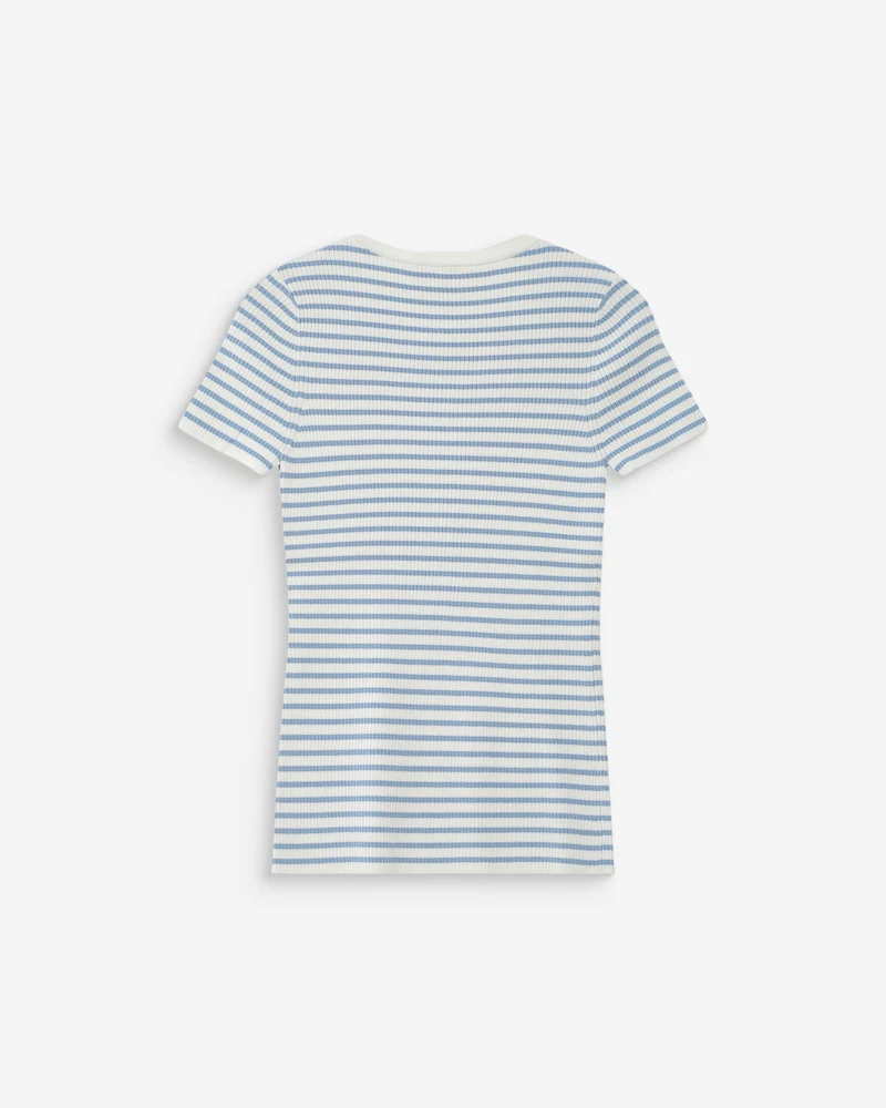 Pull en fine maille ajusté manches courtes bleuet Vendredi