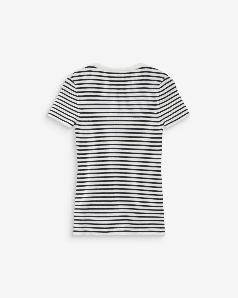 Pull en fine maille ajusté manches courtes marine Vendredi