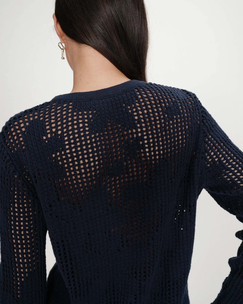 Cardigan en maille ajourée marine Velasquez