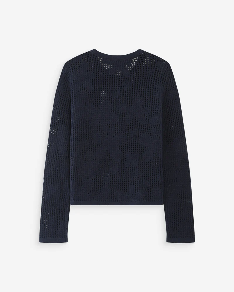 Cardigan en maille ajourée marine Velasquez