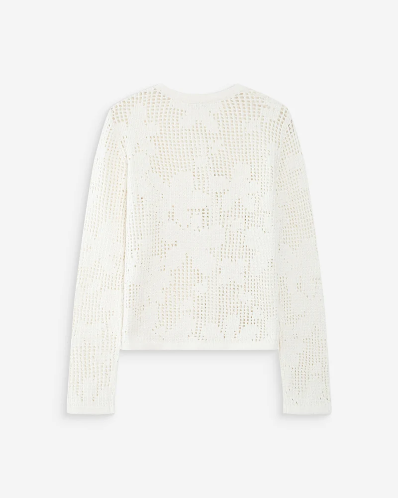 Cardigan en maille ajourée ecru Velasquez