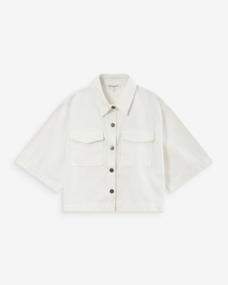 Chemise oversize en denim white Vita
