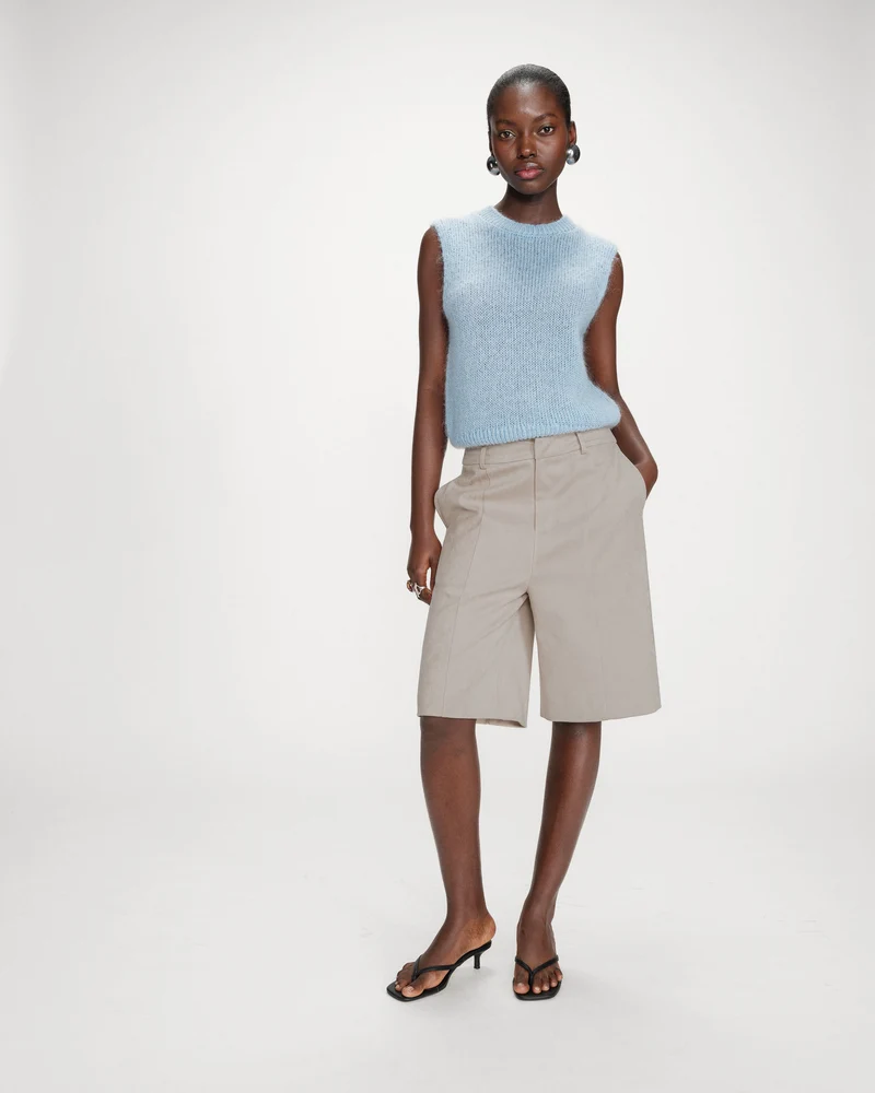 Pull en laine et mohair sans manches bleuet Vollo