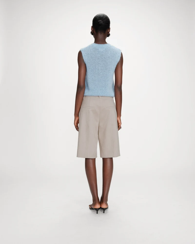 Pull en laine et mohair sans manches bleuet Vollo