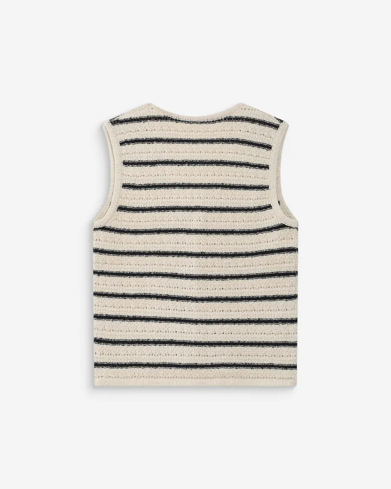 Gilet en maille sans manches col V ecru Vincennes