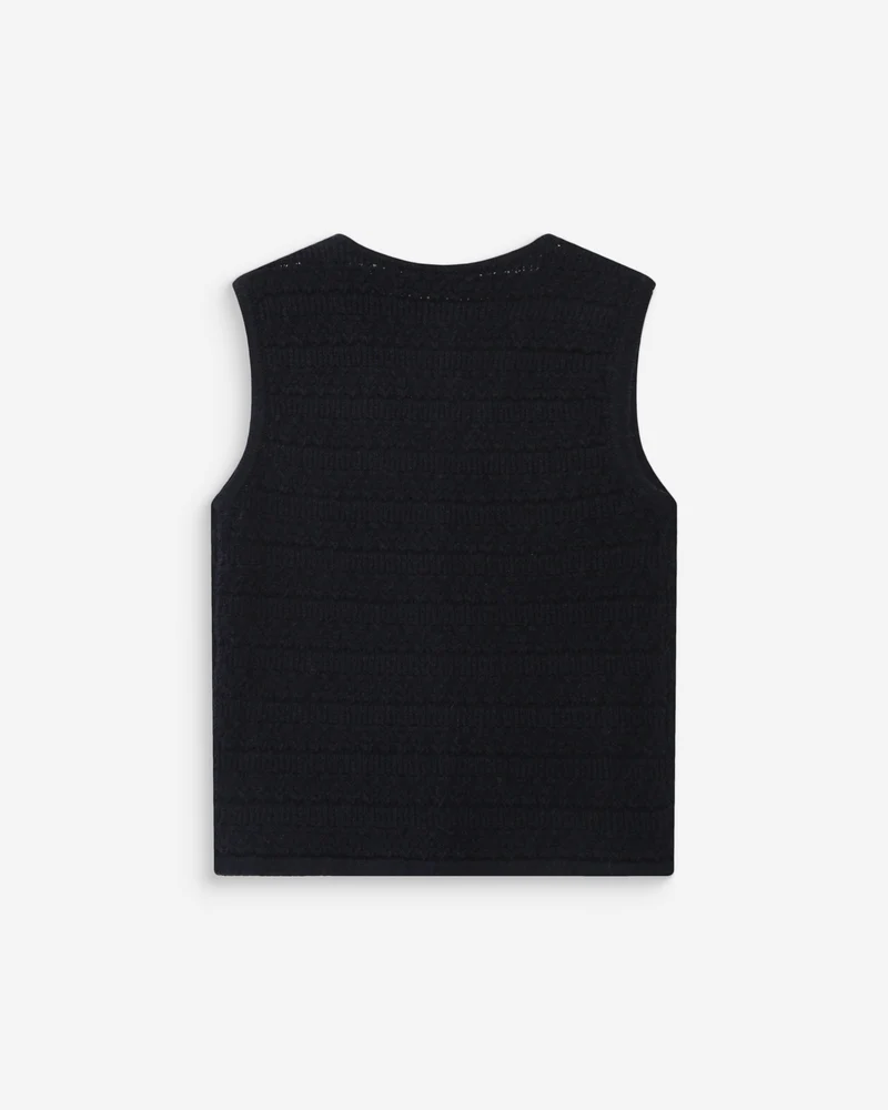 Gilet en maille sans manches col V marine Vincennes