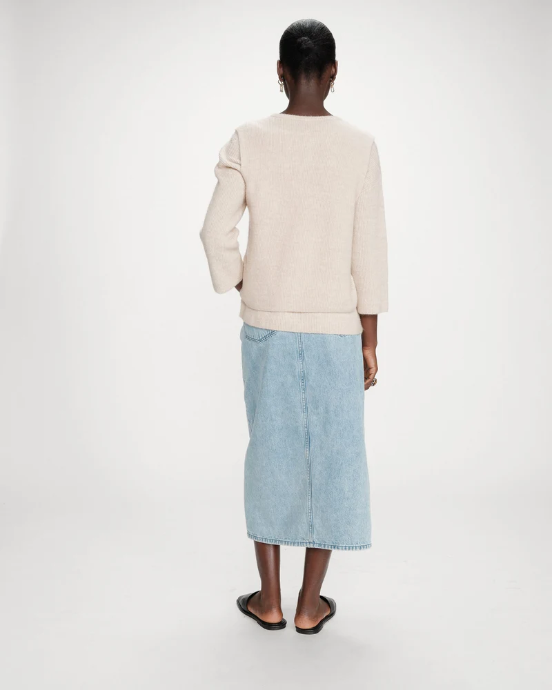 Cardigan en maille texturée sans manches beige Vollando