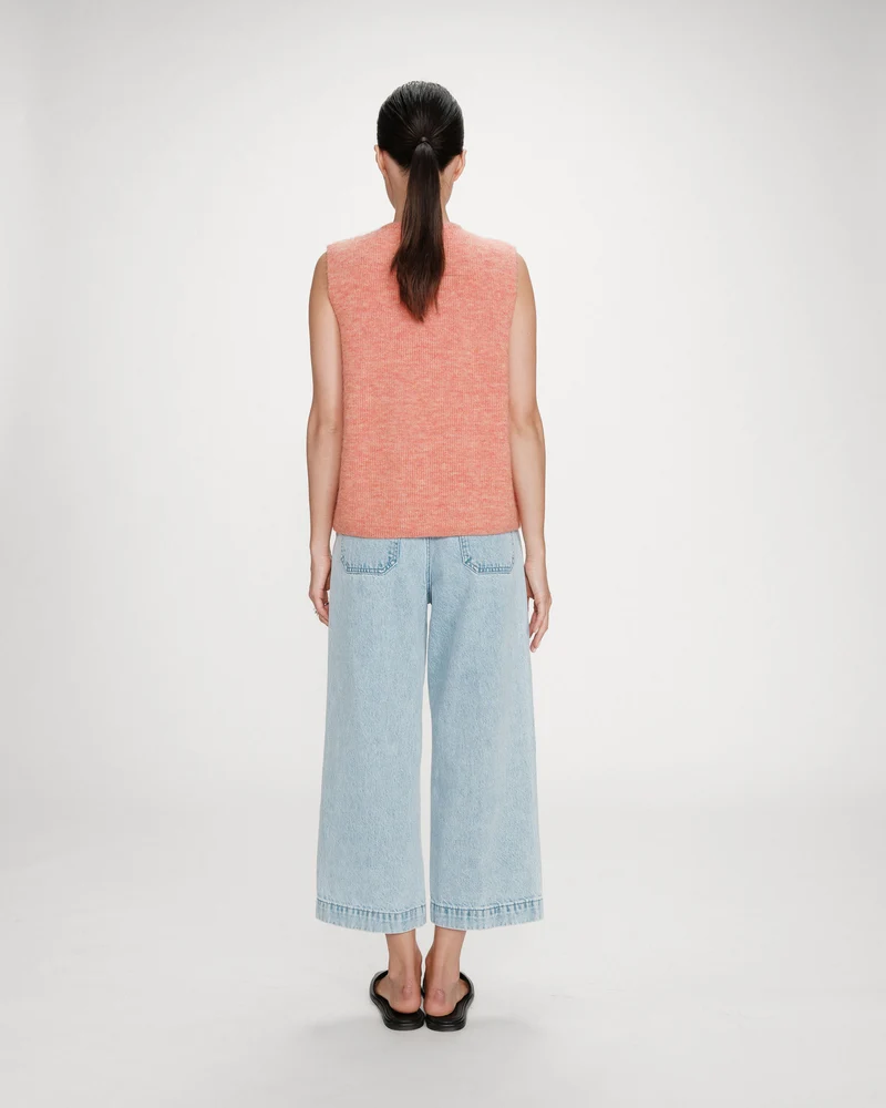 Cardigan en maille texturée sans manches corail Vollando