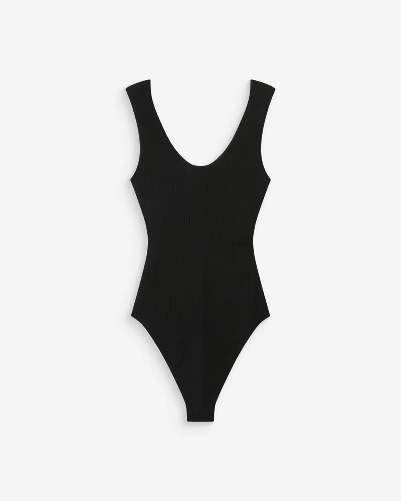 Body ajusté en maille fine à bretelles noir Velmondo