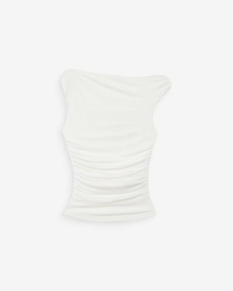 Top drapé asymétrique près du corps ivoire Vodia