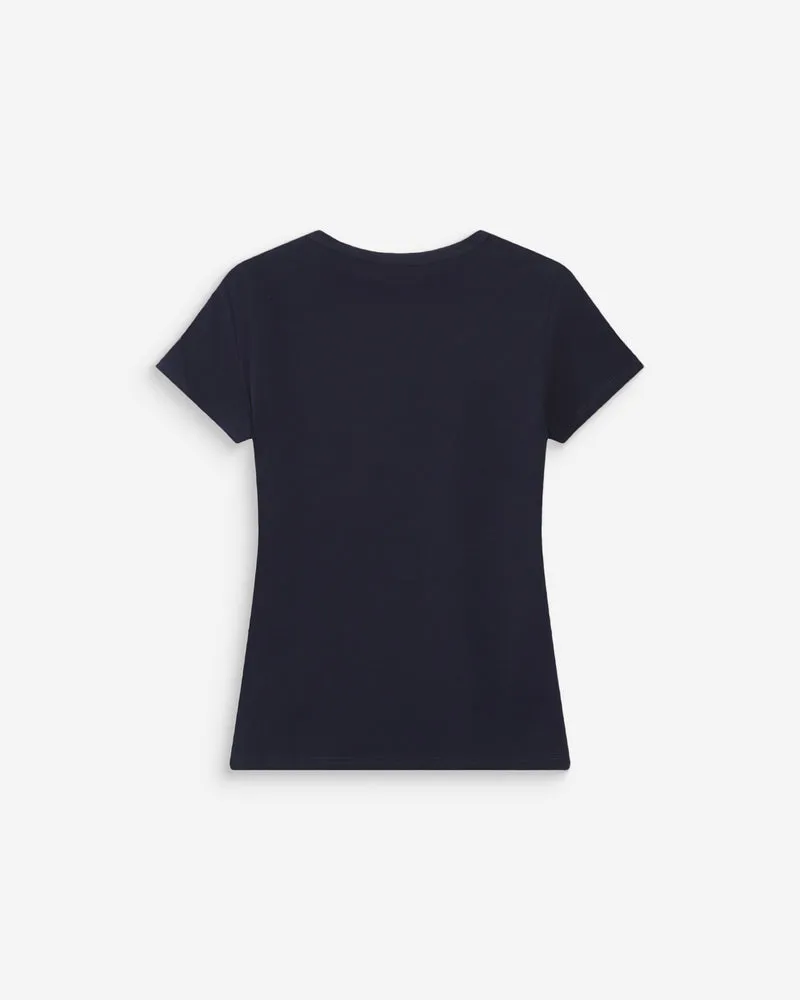 T-shirt en coton à message imprimé marine Vigee