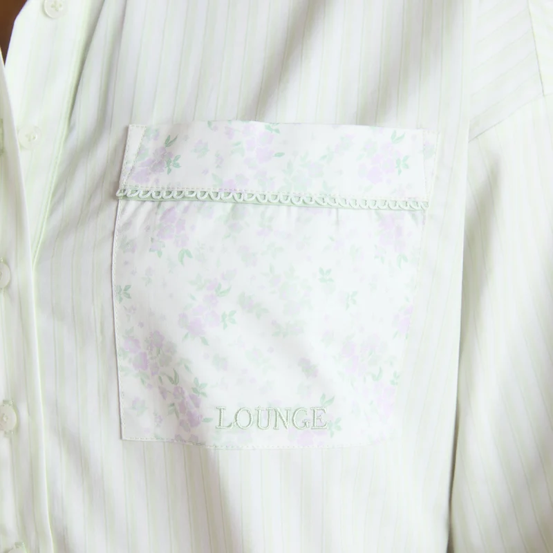 Combinaison Chemise Bloom & Stripe - Sauge