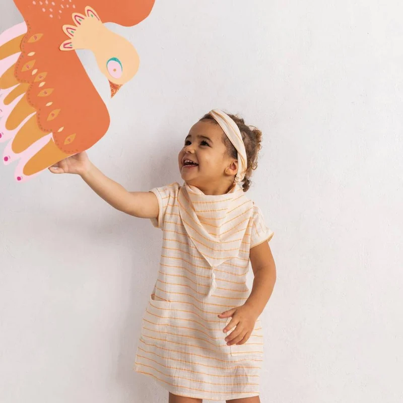 Coton tissé teint | Rayures orange fluo | Katia Fabrics