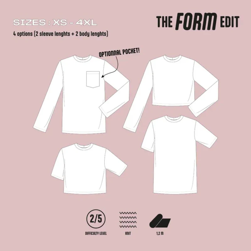 PATRON DE COUTURE PDF | T-shirt TSHIRT001 | The Form Edit | BILINGUE (FR/EN)