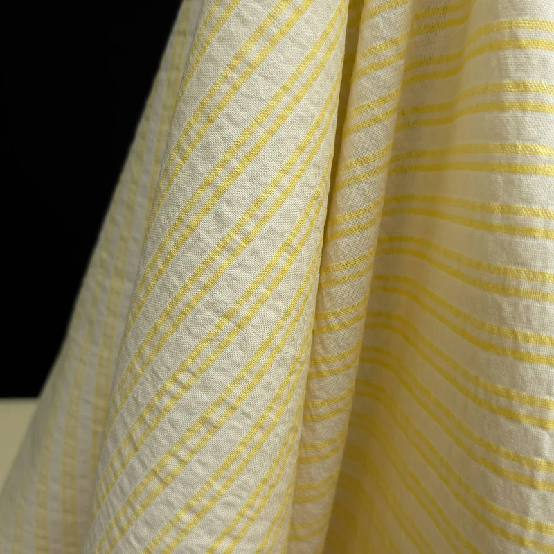 Coton tissé teint à rayures | Jaune et Écru | Katia Fabrics