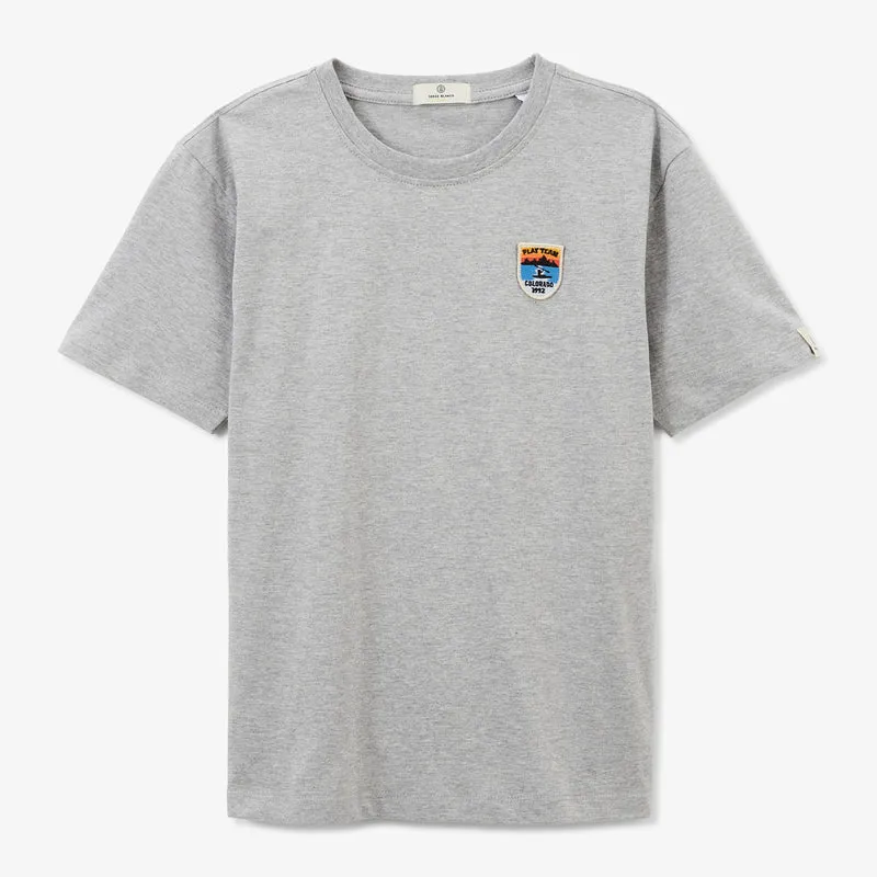 T-shirt garçon manches courtes en coton gris chiné Tancrede SBPLAY