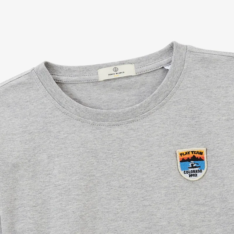T-shirt garçon manches courtes en coton gris chiné Tancrede SBPLAY