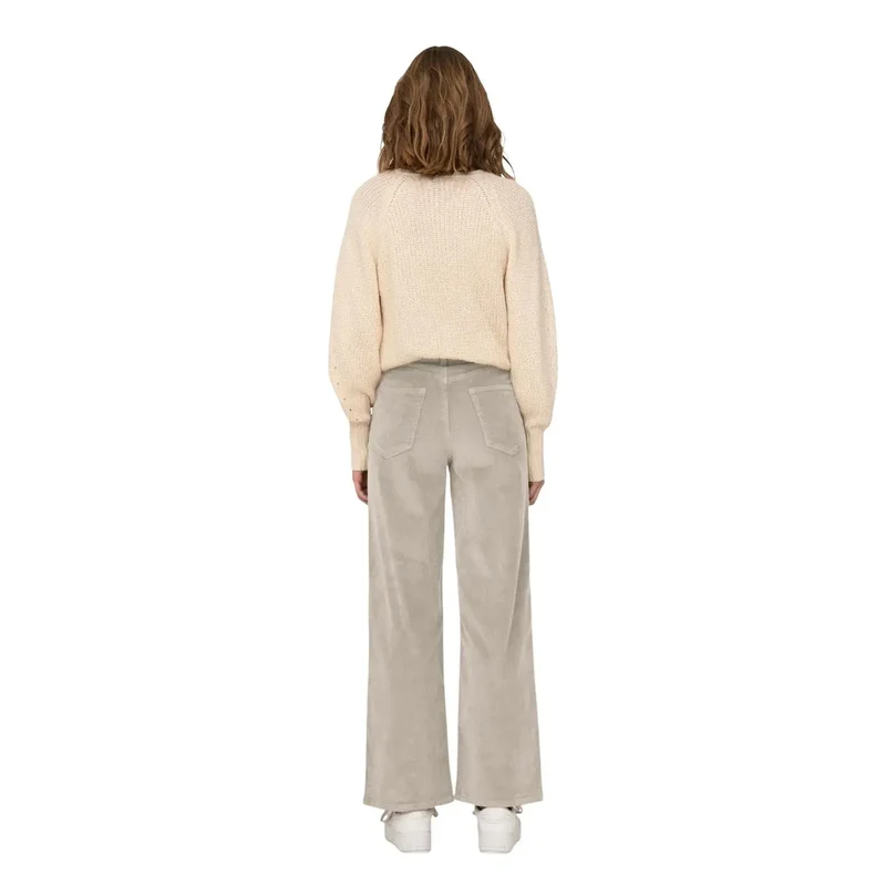 Pantalon en coton beige pour femmes coupe régulière taille 28