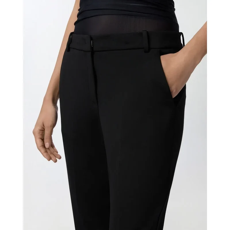 Pantalon pour femme Pinko noir en viscose à coupe ajustée printemps-été