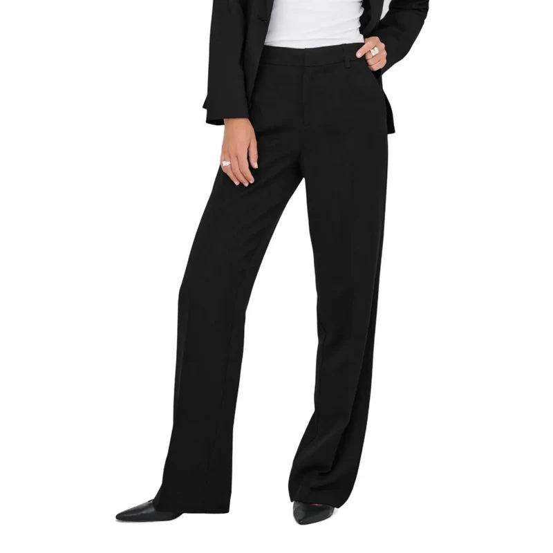 Pantalon pour femmes noir à fermeture éclair devant avec poches 15318089