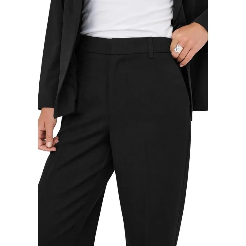 Pantalon pour femmes noir à fermeture éclair devant avec poches 15318089