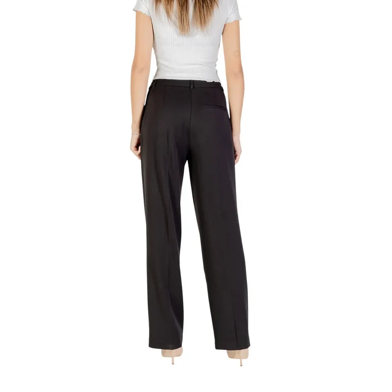 Pantalon pour femmes noir avec fermeture éclair et bouton régulier 15351108