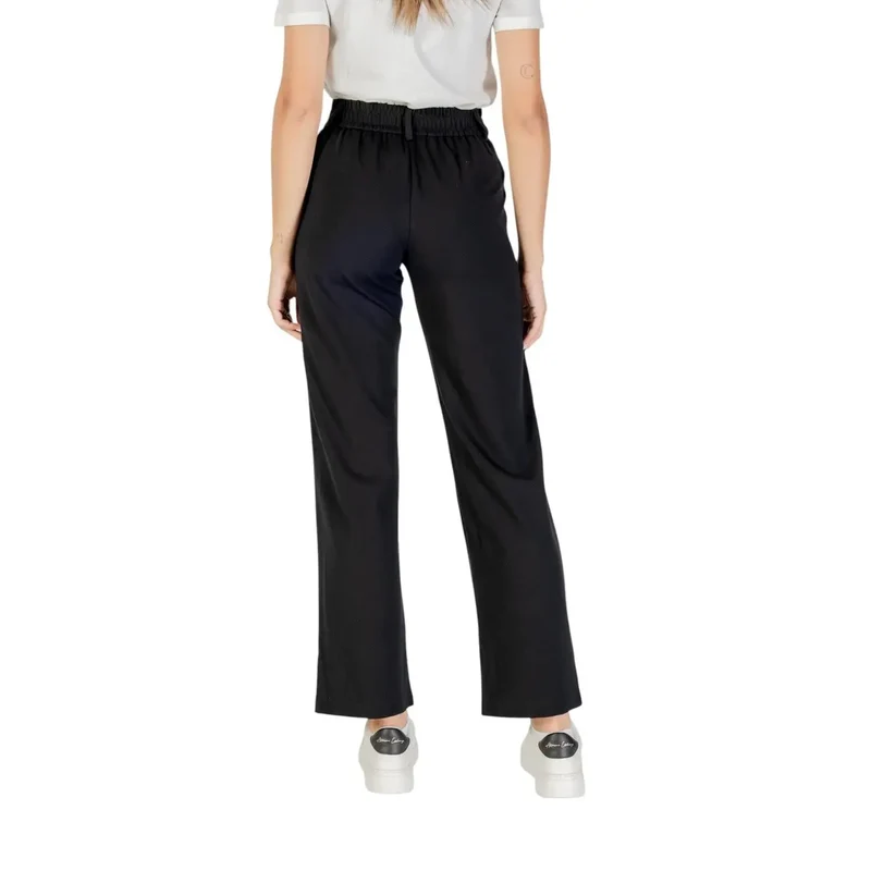 Pantalon pour femmes en viscose noire avec détails zippés 15341829