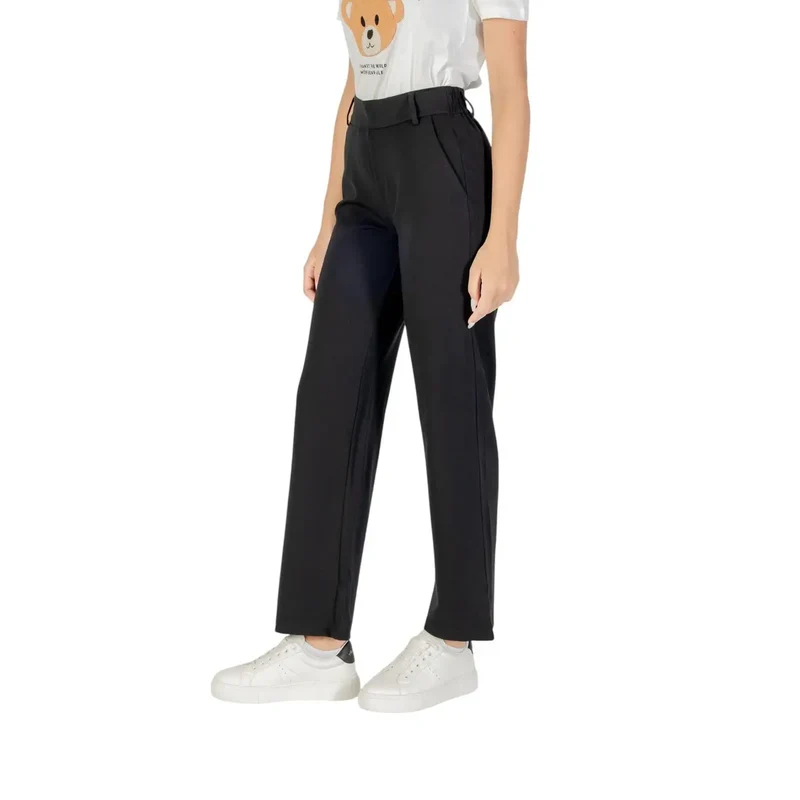 Pantalon pour femmes en viscose noire avec détails zippés 15341829