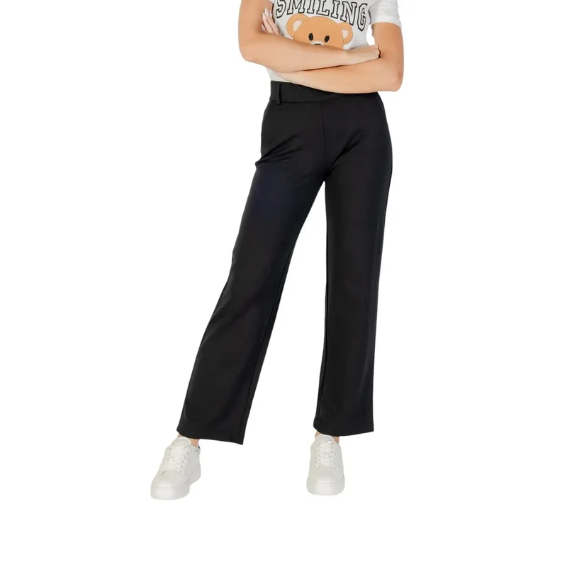 Pantalon pour femmes en viscose noire avec détails zippés 15341829