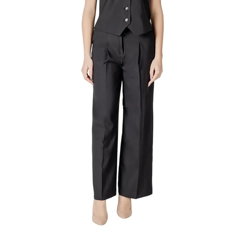 Pantalon noir en coton pour femmes avec poches, taille 20122497