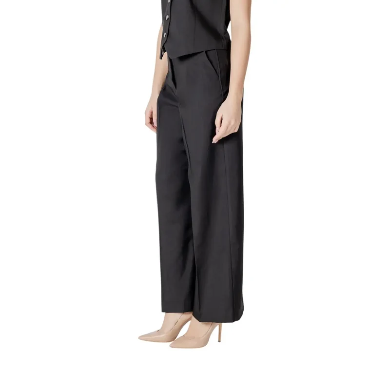 Pantalon noir en coton pour femmes avec poches, taille 20122497