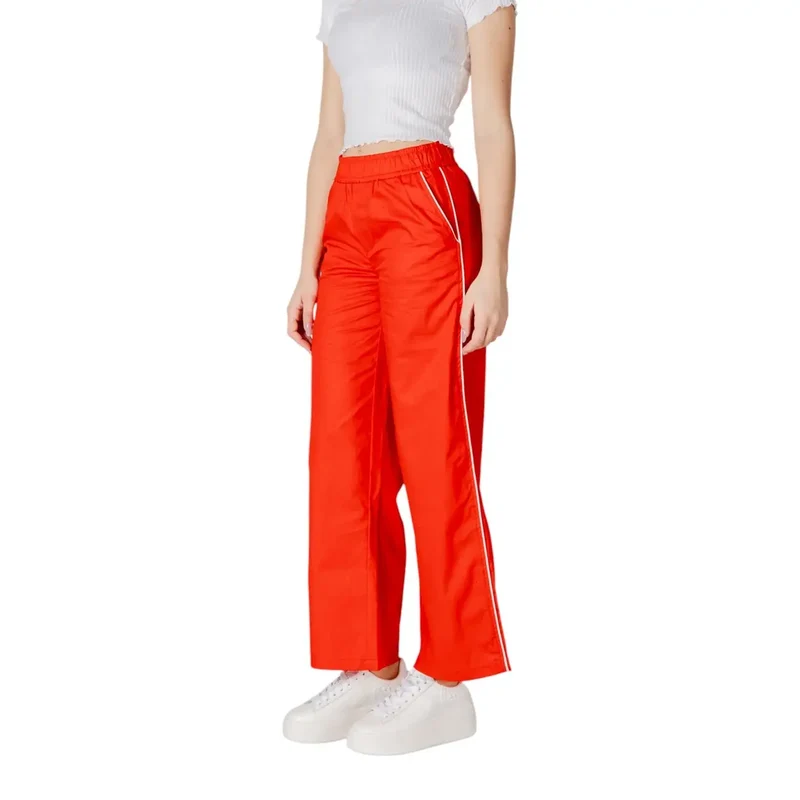 Only pantalons pour femmes en coton rouge, printemps-été 15344272