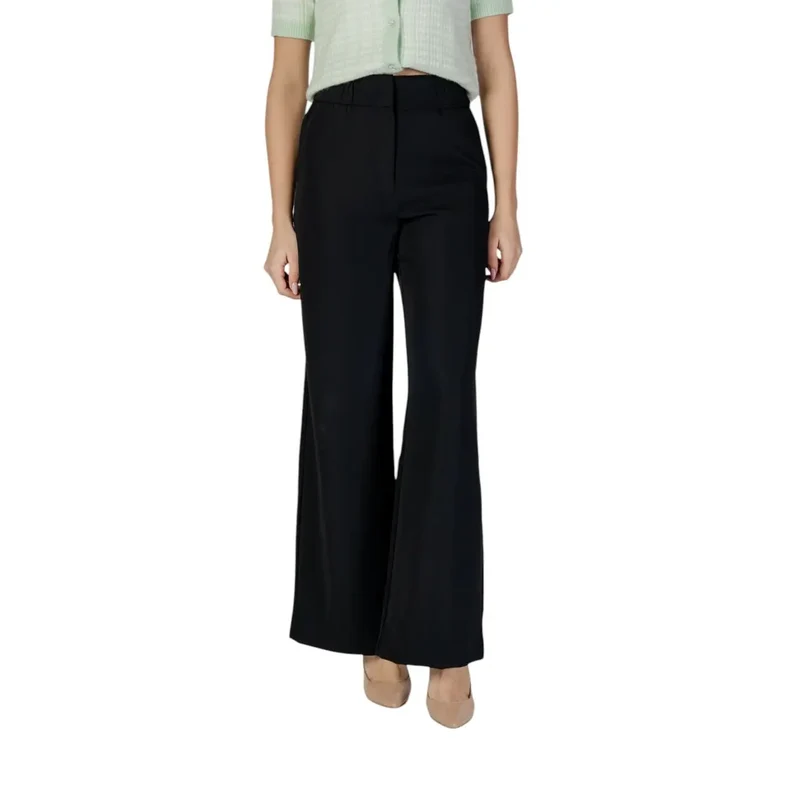 Pantalons noirs pour femmes Morgan De Toi avec fermeture éclair et bouton en polyester