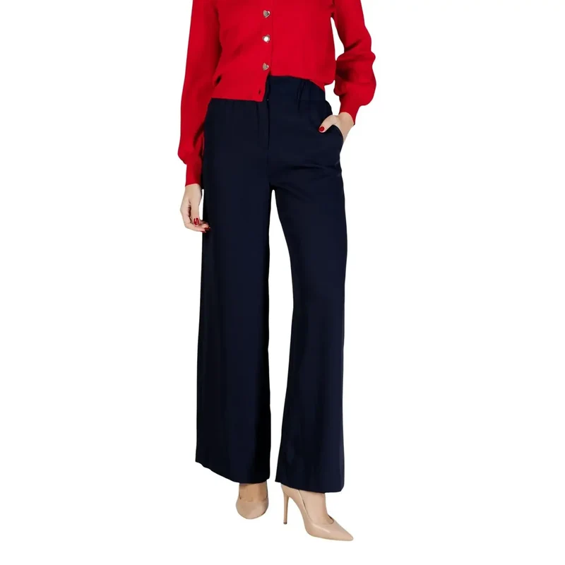 Pantalons noirs pour femmes Morgan De Toi avec fermeture éclair et bouton en polyester