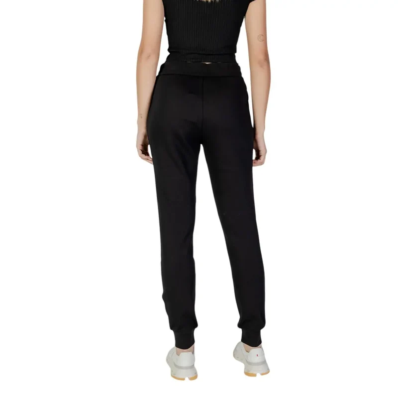 Pantalon pour femmes Armani Exchange en coton noir avec détails en dentelle
