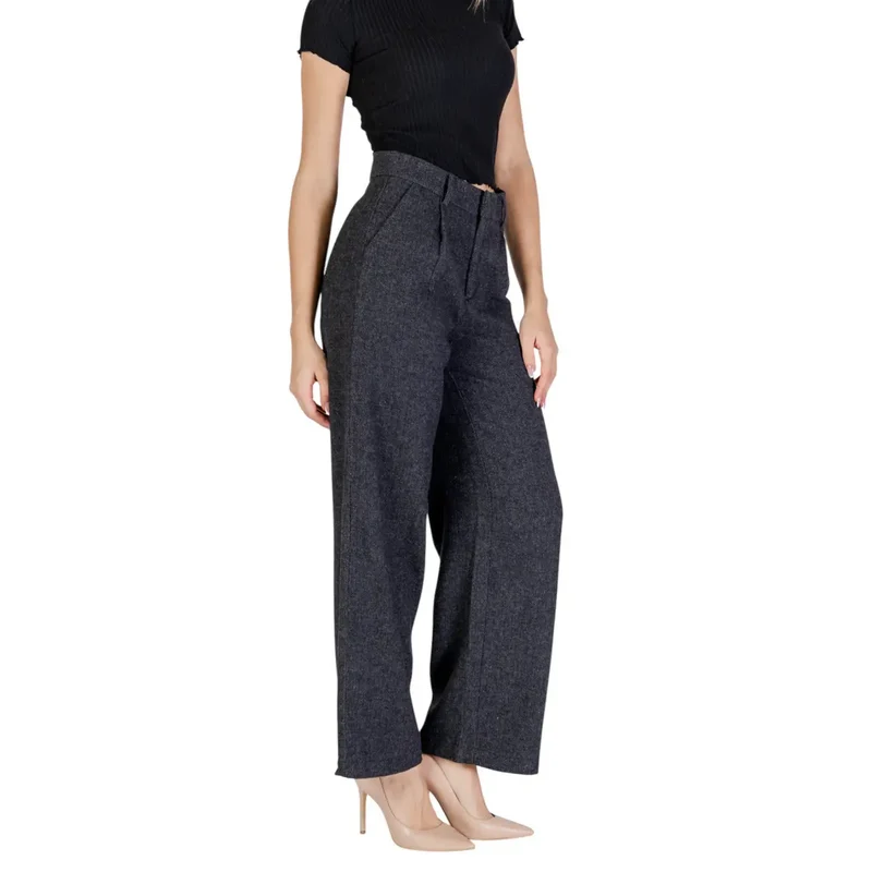 Pantalon en laine grise mélangée pour femmes, automne-hiver, coupe ajustée