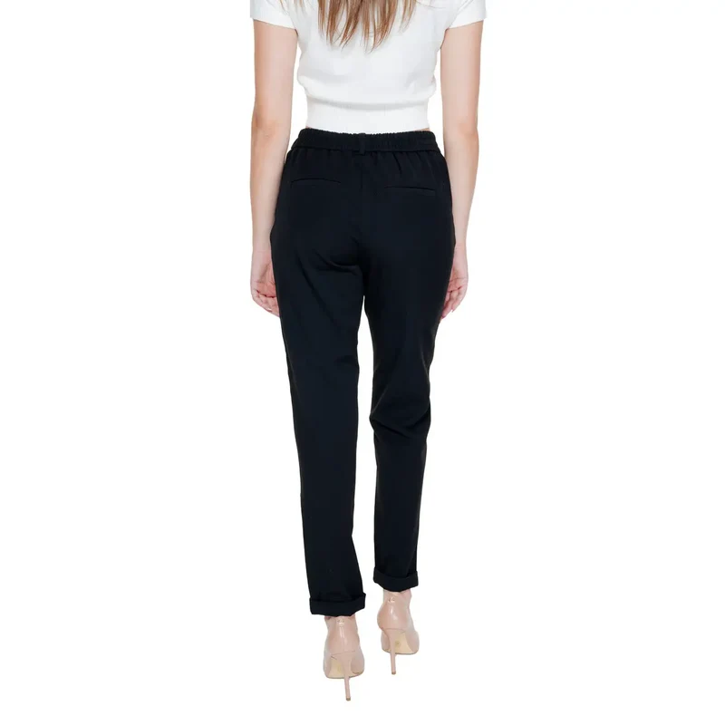 Vero Moda Pantalons pour femmes noirs unis à devant plat et poches