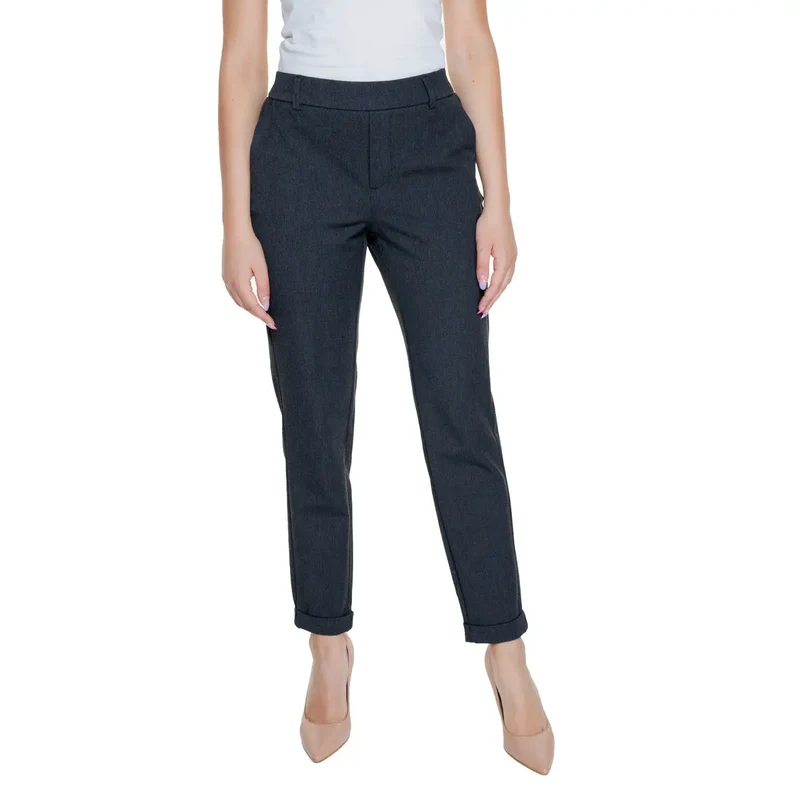 Vero Moda Pantalons pour femmes noirs unis à devant plat et poches