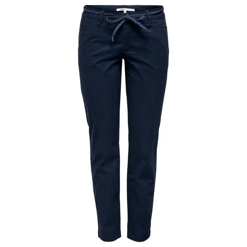Pantalon pour femmes bleu en coton avec détails en dentelle, printemps-été