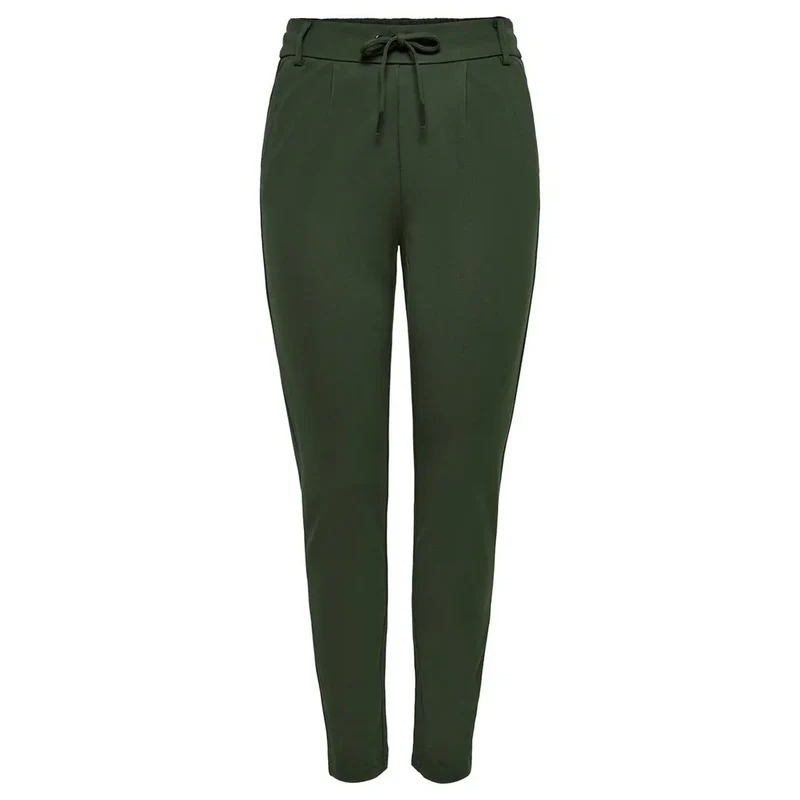 Pantalon pour femmes vert uni avec lacets en mélange de viscose, taille S