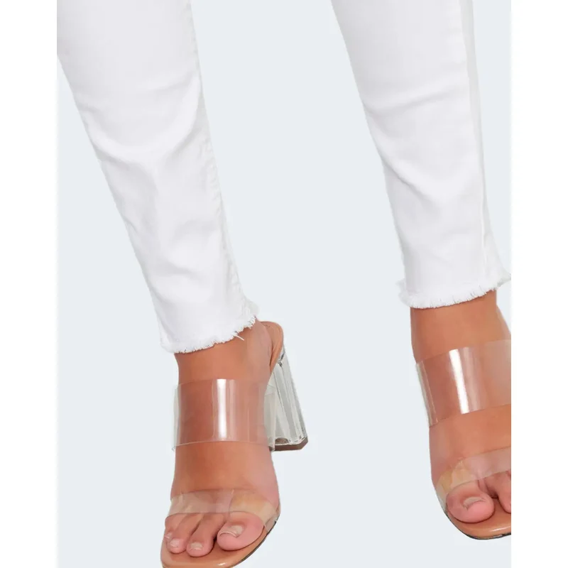 Pantalon Femme Seulement Coton Blanc Stretch Coupe Slim