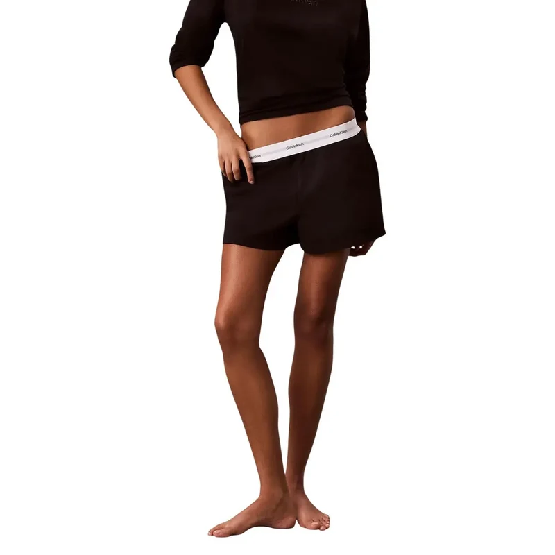 Shorts en coton pour femmes Calvin Klein, noir, avec logo