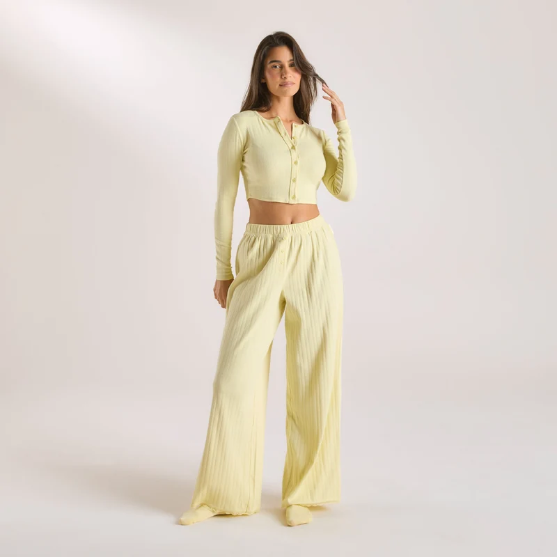 Gilet en Pointelle - Bouton d'or