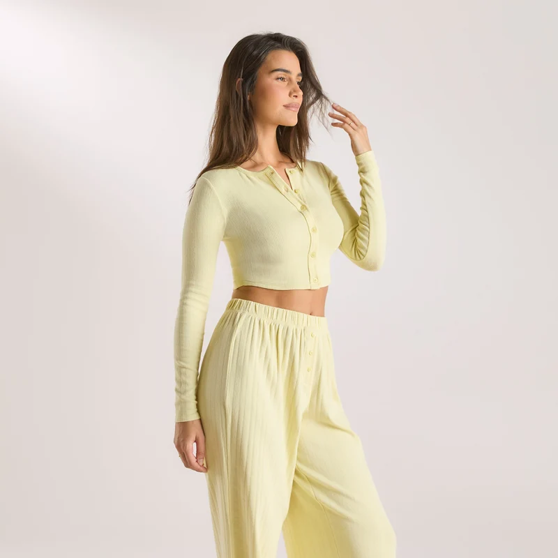 Gilet en Pointelle - Bouton d'or