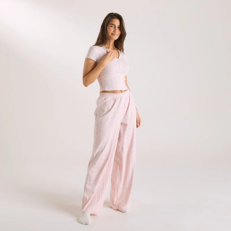 Haut de Pyjama en Pointelle - Rose Floral