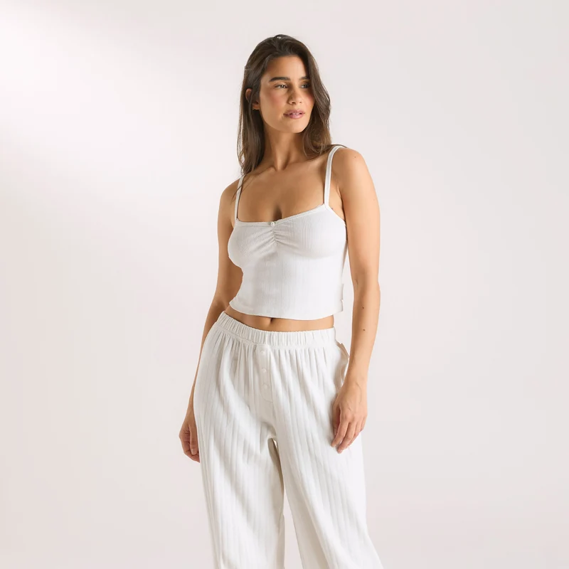Caraco de Pyjama en Pointelle - Crème