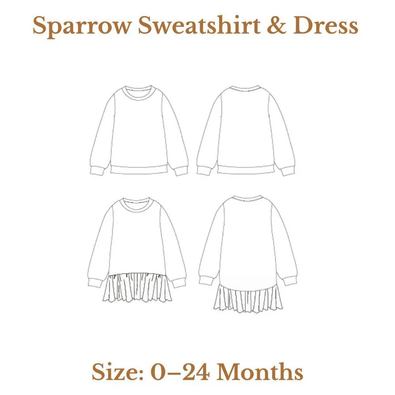 PATRON DE COUTURE PDF | Sweatshirt et robe Sparrow | Pattern Paper Scissors | UNISEXE